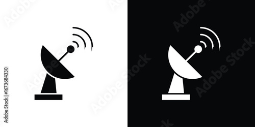 Satellite dish icon. The black silhouette vector