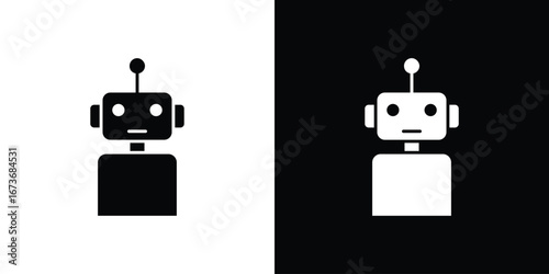 Robot icon. The black silhouette vector