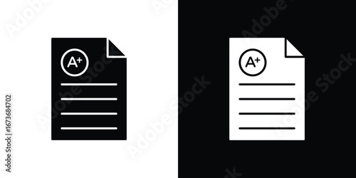 Report card icon. The black silhouette vector
