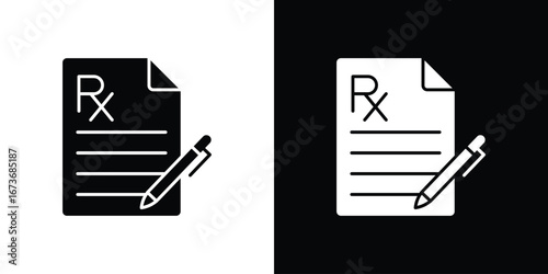 Prescription icon. The black silhouette vector