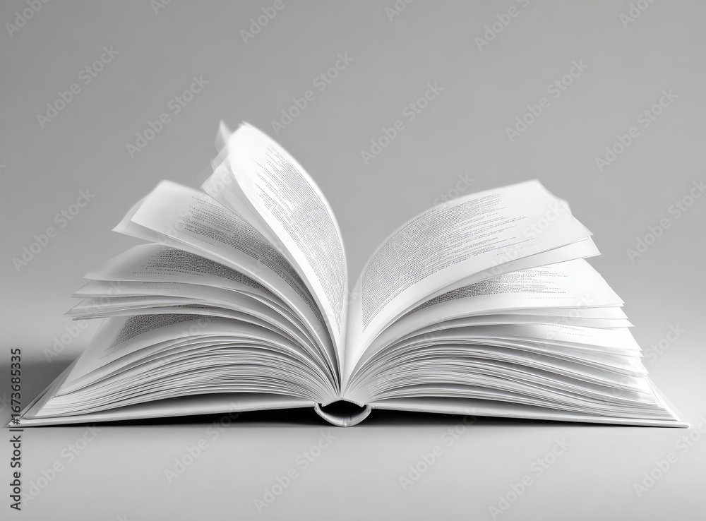 Obraz premium Open book, pages spread, light gray background