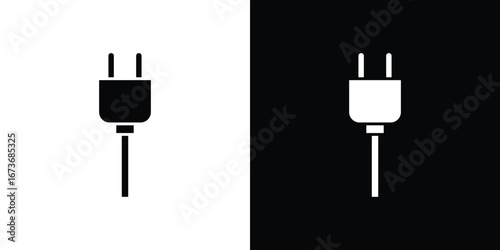 Plug adapter icon. The black silhouette vector