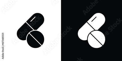 Pills icon. The black silhouette vector