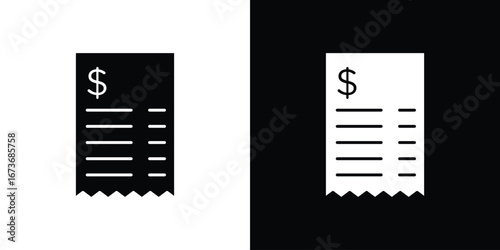 Payment receipt icon. The black silhouette vector