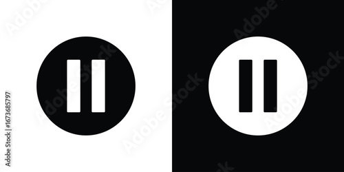 Pause button icon. The black silhouette vector