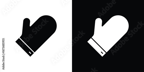 Oven mitt icon. The black silhouette vector