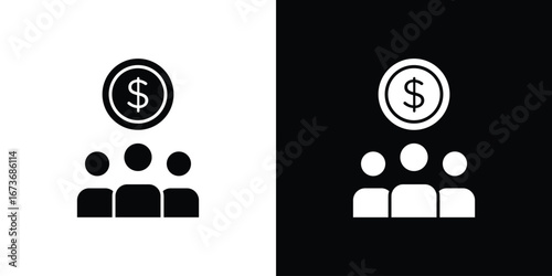 Mutual funds icon. The black silhouette vector