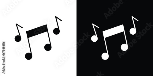 Music note icon. The black silhouette vector