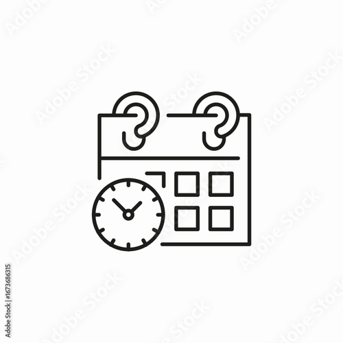 calendar with clock icon sign vector