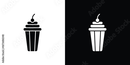 Milkshake icon. The black silhouette vector