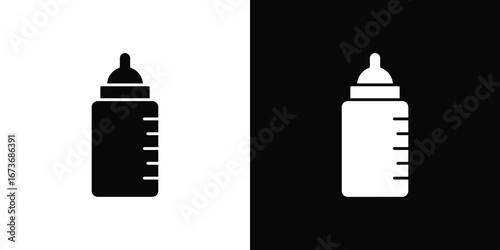 Milk bottle icon. The black silhouette vector