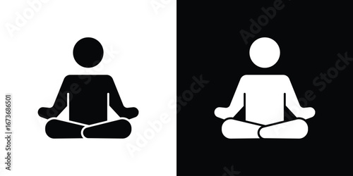 Meditation icon. The black silhouette vector