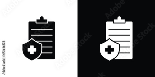 Medical insurance icon. The black silhouette vector