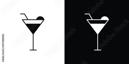 Martini glass icon. The black silhouette vector