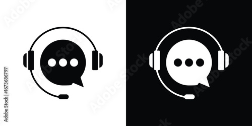Live chat icon. The black silhouette vector