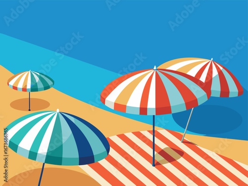 Flat Design Tropical Beach Background for Summer
