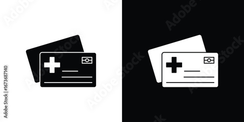 Insurance card icon. The black silhouette vector