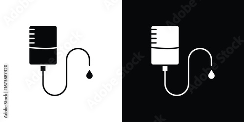 IV drip icon. The black silhouette vector