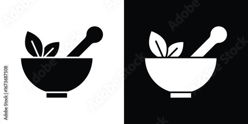 Herbal medicine icon. The black silhouette vector
