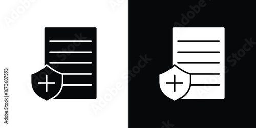 Health insurance icon. The black silhouette vector