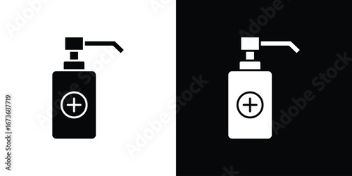 Hand sanitizer icon. The black silhouette vector