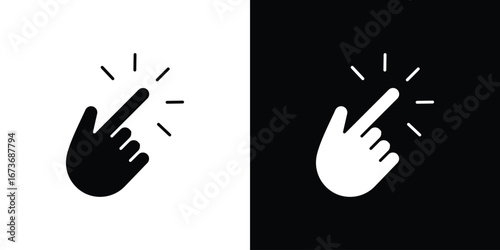 Hand click icon. The black silhouette vector
