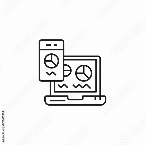 mobile laptop analytics icon sign vector