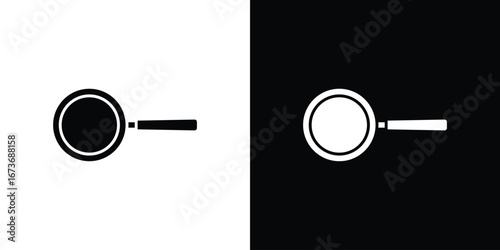 Frying pan icon. The black silhouette vector
