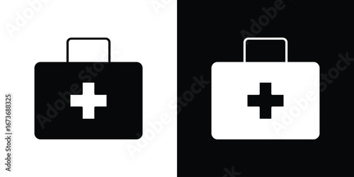 First aid kit icon. The black silhouette vector