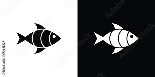 Fish icon. The black silhouette vector