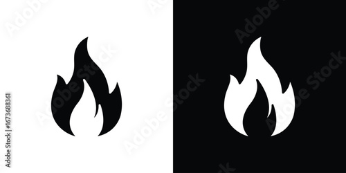 Fire icon. The black silhouette vector