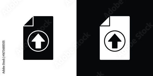 File upload icon. The black silhouette vector