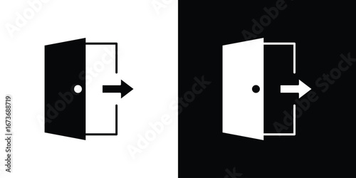 Exit icon. The black silhouette vector