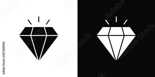Diamond icon. The black silhouette vector