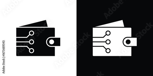 Cryptocurrency wallet icon. The black silhouette vector