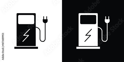 Charging station icon. The black silhouette vector