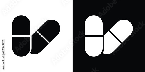Capsule icon. The black silhouette vector