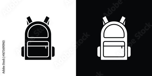 Backpack icon. The black silhouette vector