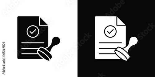 Approved document icon. The black silhouette vector