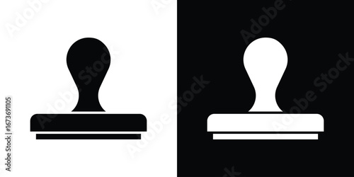 Approval stamp icon. The black silhouette vector