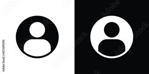 Account icon. The black silhouette vector