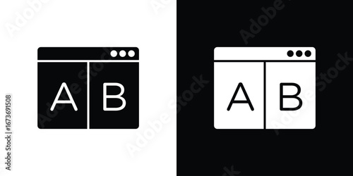 A B test icon. The black silhouette vector