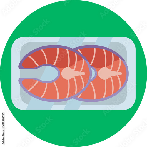 Salmon fillets neatly arranged in retail packaging.