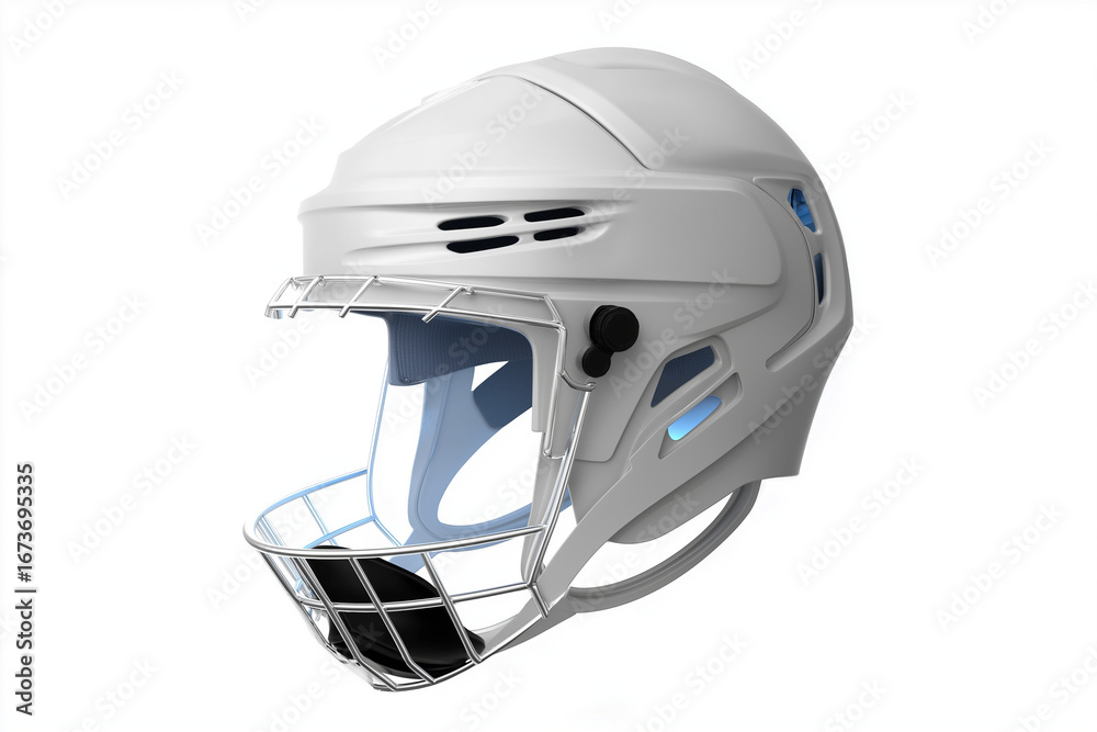 Fototapeta premium 3D realistic rendering of professional ice hockey helmet, detailed ventilation design, protective sports gear, Modern isolated on white background