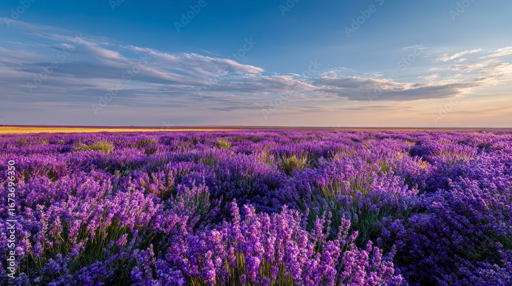 Naklejka premium Lavender field sunrise