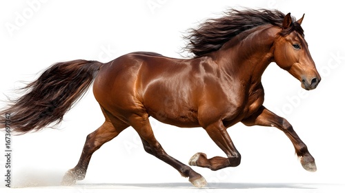 Horse galloping isolated on pure white background