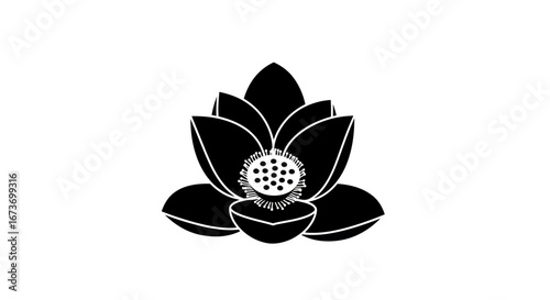 Stylized Black Lotus Flower Illustration Graphic.