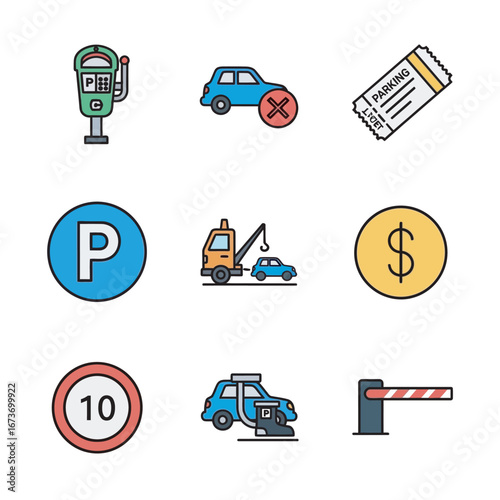 Parking icons represent services in allocated space area