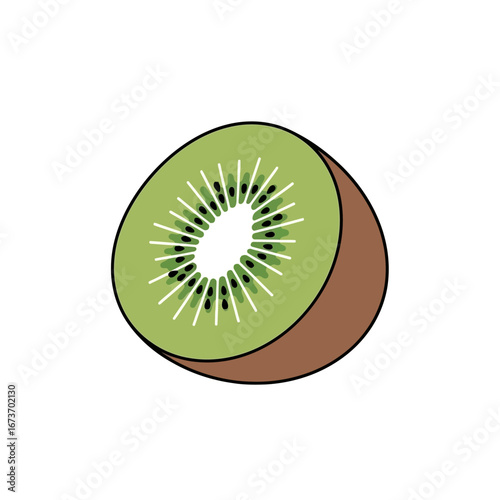 Vector Illustration of a Sliced Kiwi Fruit