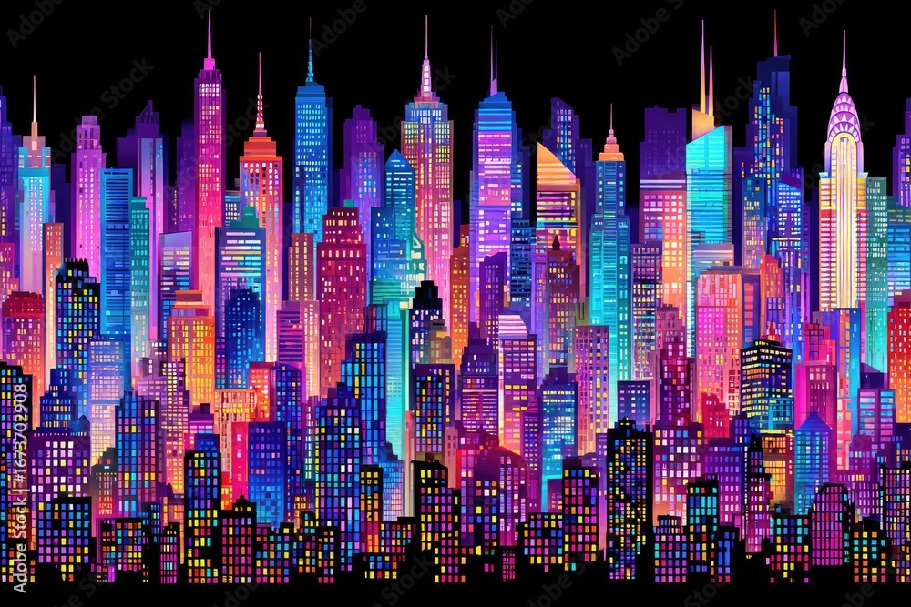Vibrant cityscape panorama Vibrant cityscape panorama